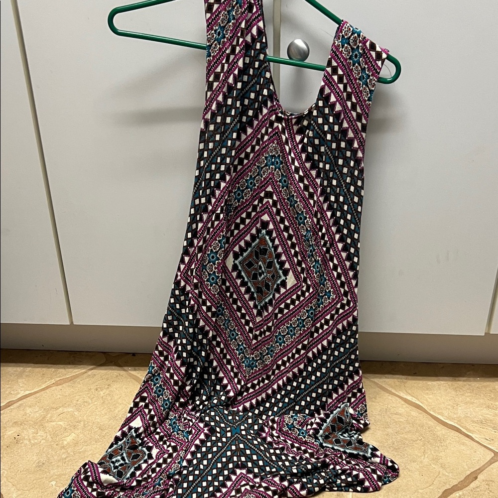 Jessica Simpson Maternity Sleeveless Dress in Purple, Teal & Brown